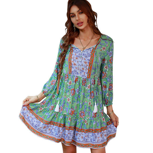 Women's Casual Vacation Style Dress Positioning Flower Dresses