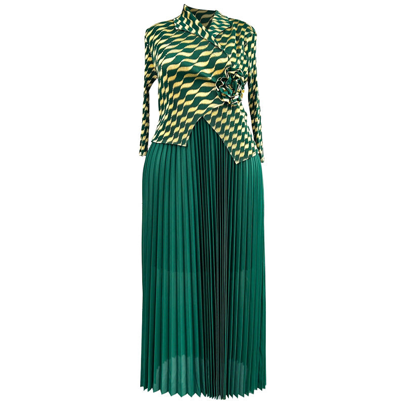 Women's Dress Lightly Mature Pleated Chiffon Printed Dresses