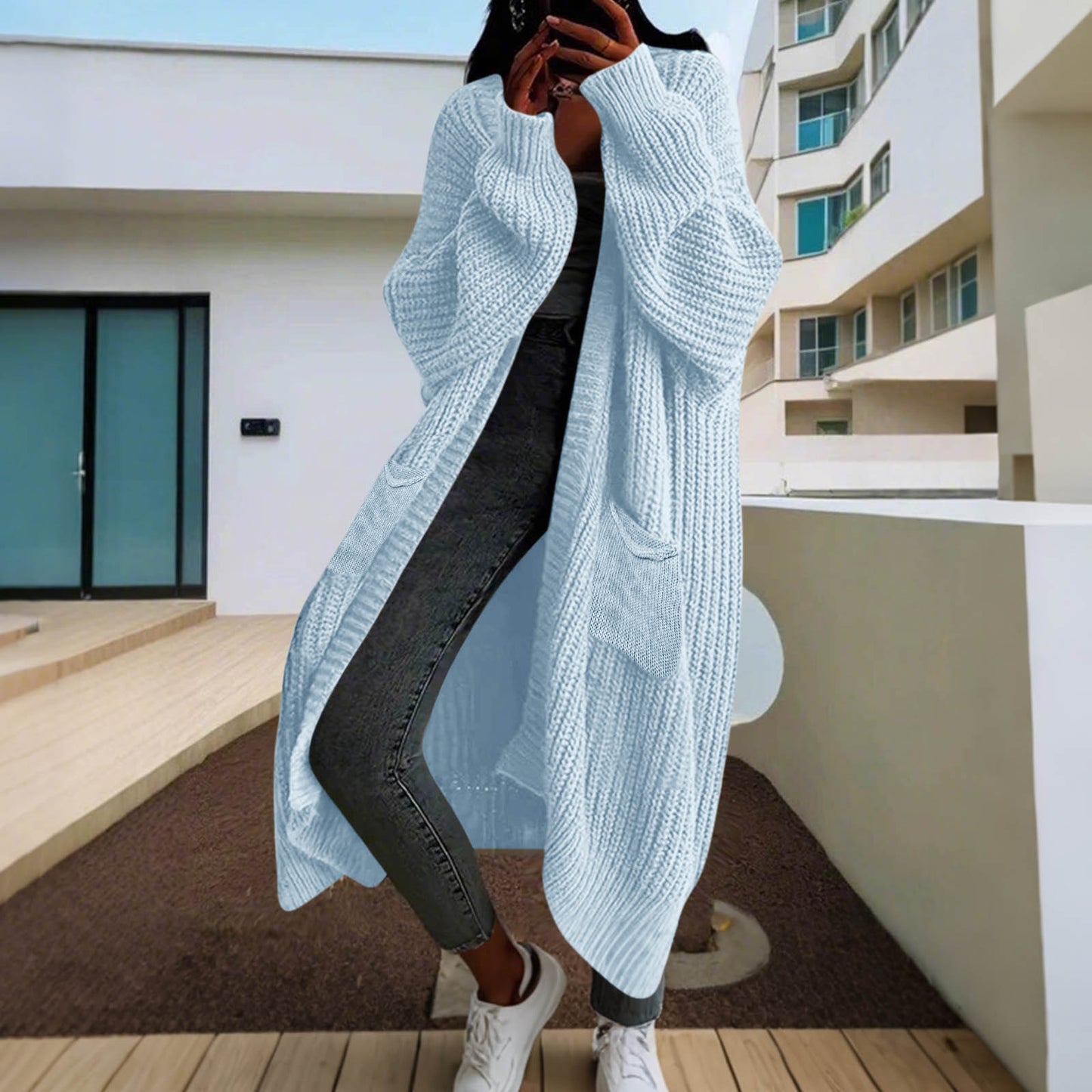 Durable Knitted Mid-length Lazy Loose Long-sleeved Jackets