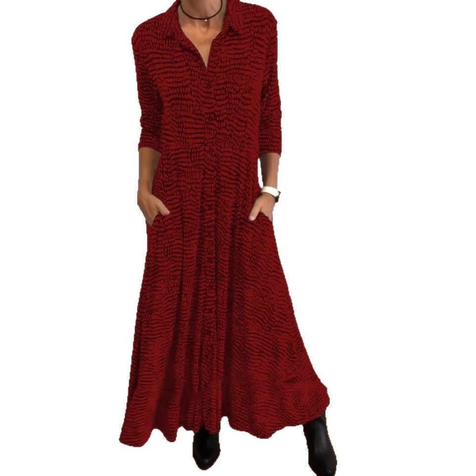 Durable Women's Fashion Printed Long Sleeve Dress