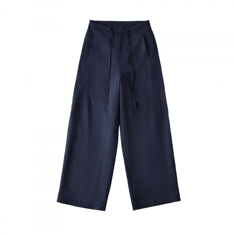 Pu Handsome Linen Low Waist Loose Pants