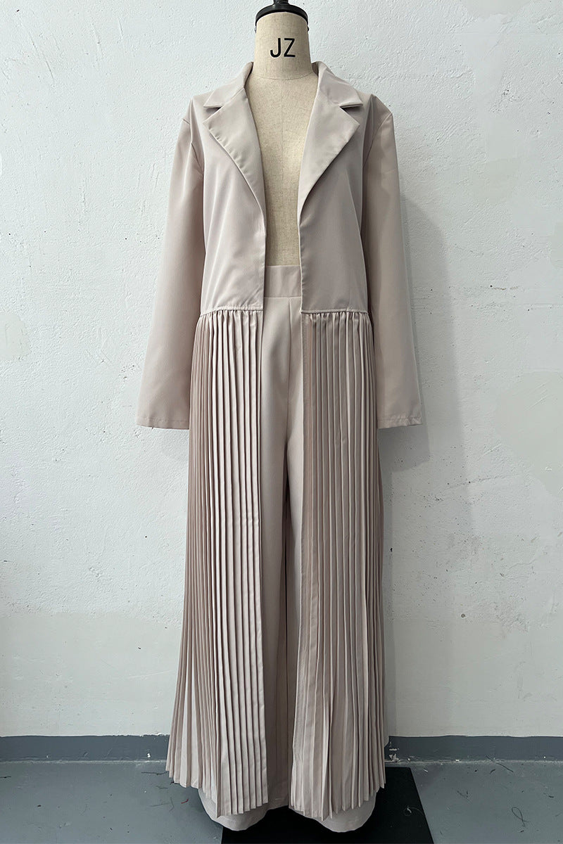 Designer Model Simple Elegant Folding Mid-length Coats