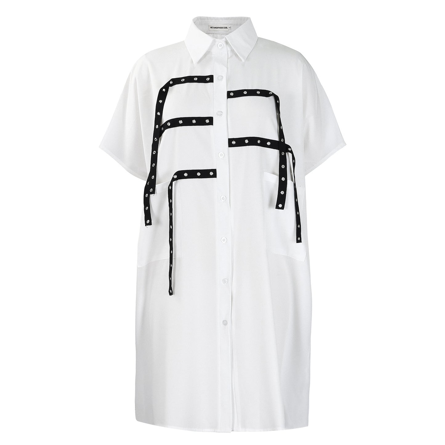 Women's Sleeve Fashion Loose Lapels Shirt Mid-length Shorts