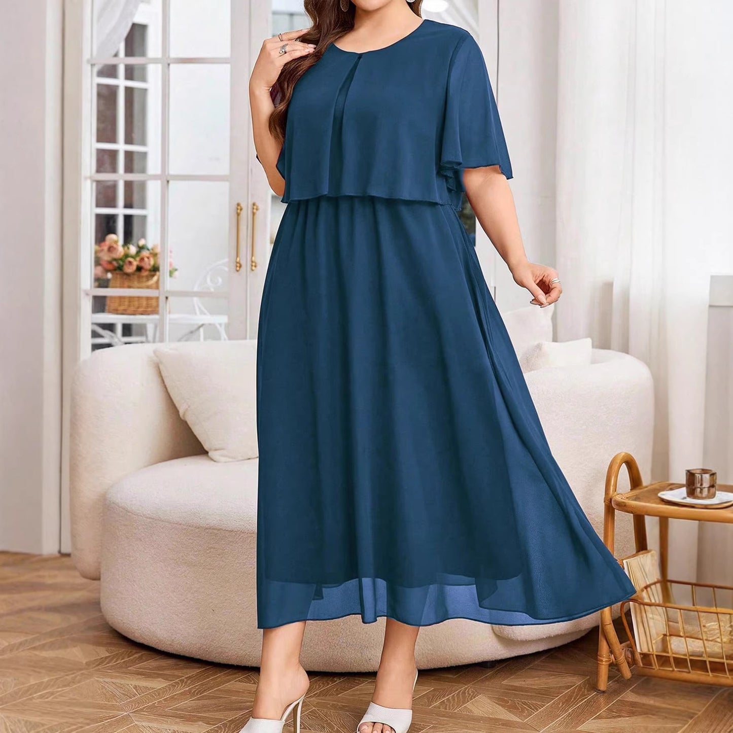 Color Round Neck Sleeves Casual Romantic Beach Elegant Graceful Shorts