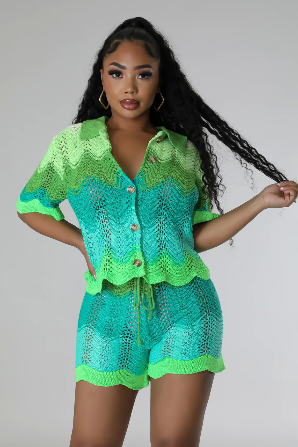 Popular Women's Spring Knitted Short-sleeved Two-piece Fashion Casual Suit