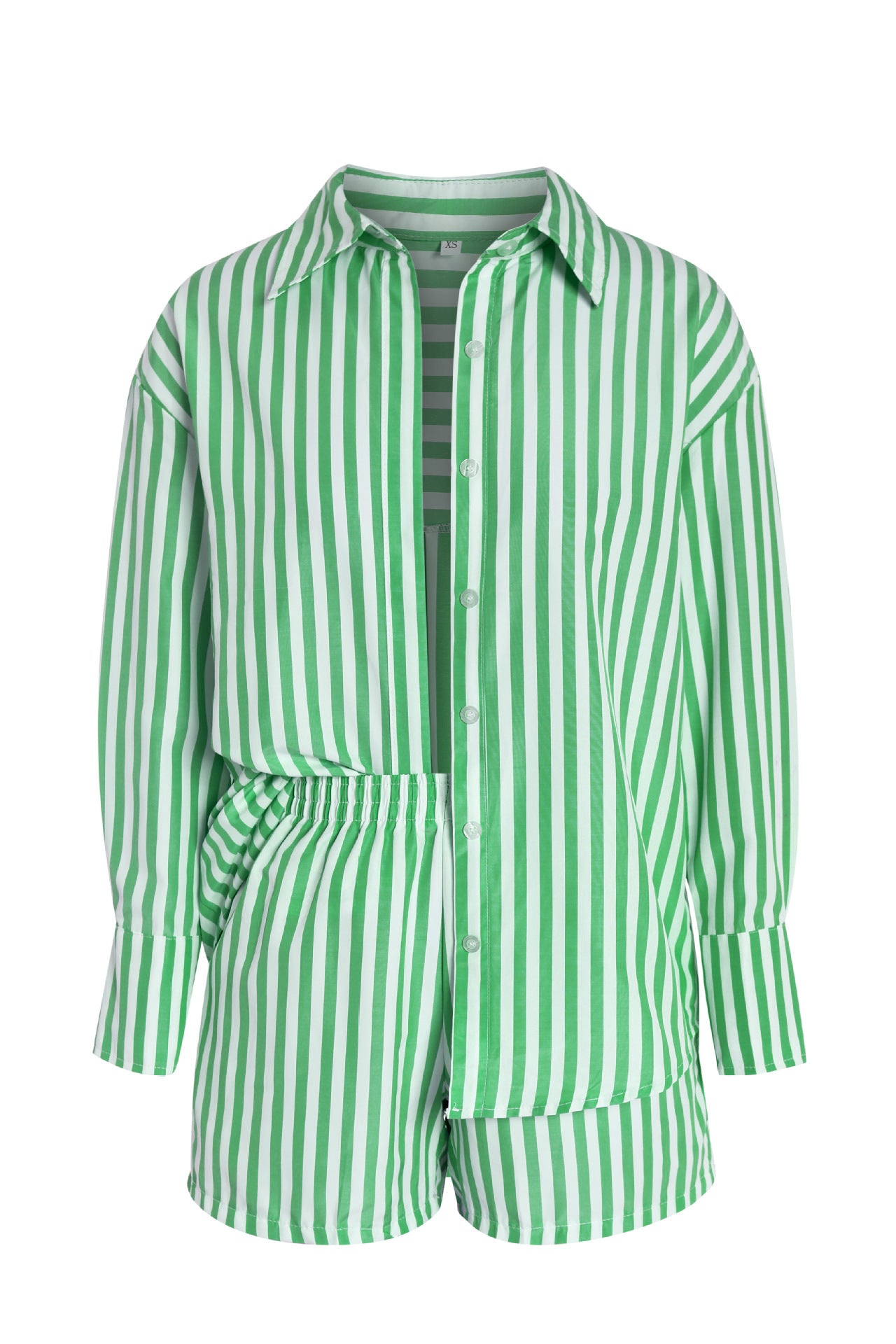 Women's Striped Long Sleeve Shirt Loose High Waist Two-piece Fashion Casual Suit