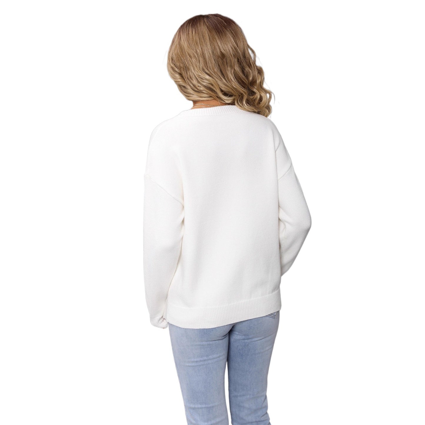Round Neck Long Sleeve Casual Bow Small Love Sweaters
