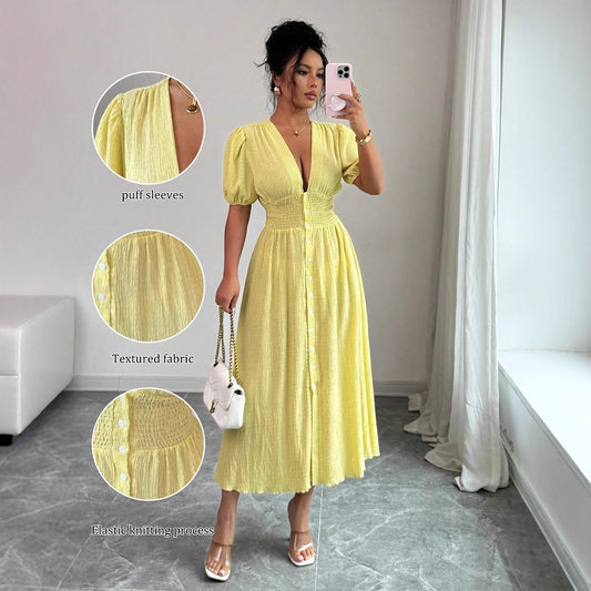 Women's Daily Life Elegant Collar Puff Sleeve Dresses