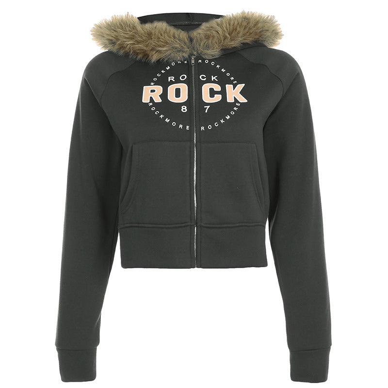 Hooded Letters Embroidered Double-headed Zipper American Jackets