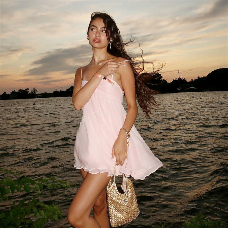 Women's Pure Desire Style Elegant Sleeveless Chiffon Strap Dress