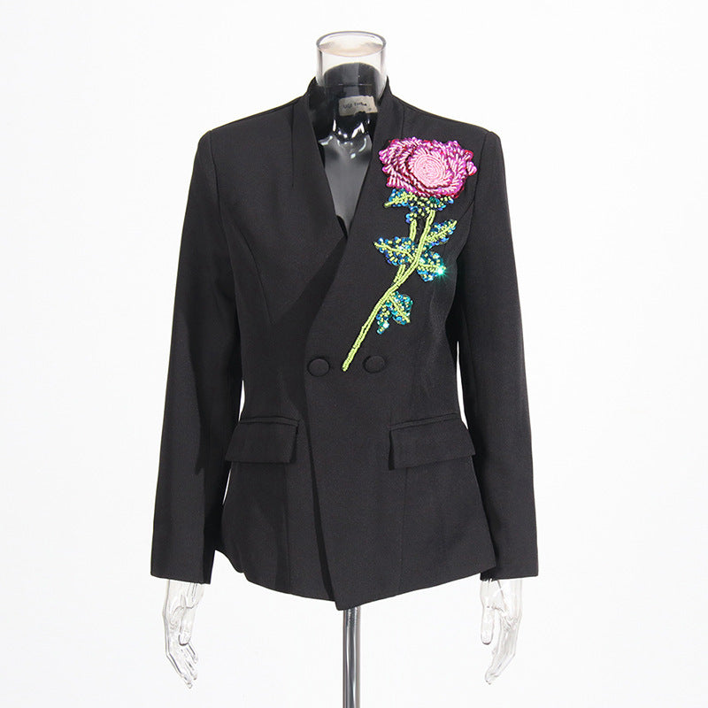 Women's Beaded Sequins Design Elegant Business Autumn Suits