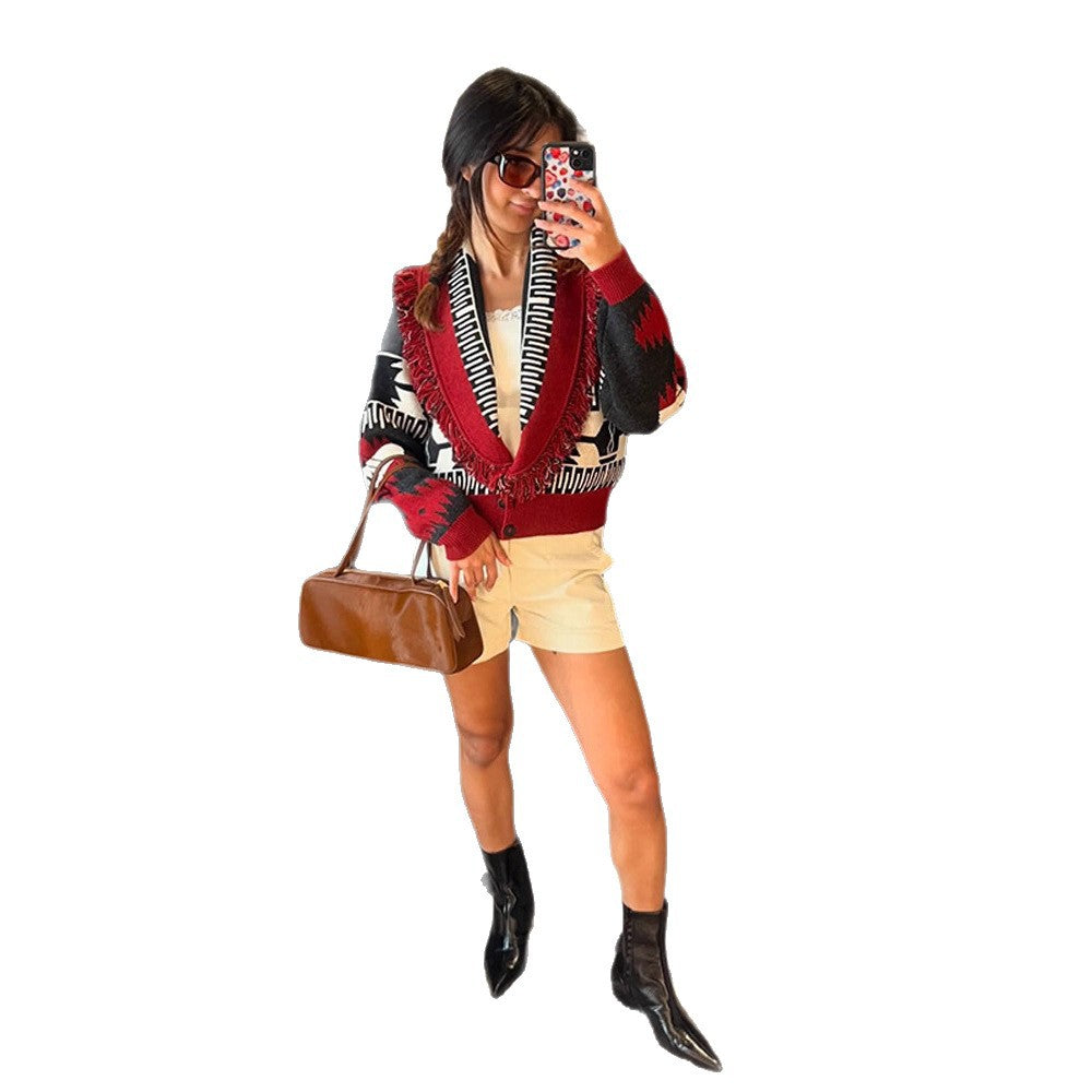 Autumn Fashion Personality Retro Tassel Waist Cardigans