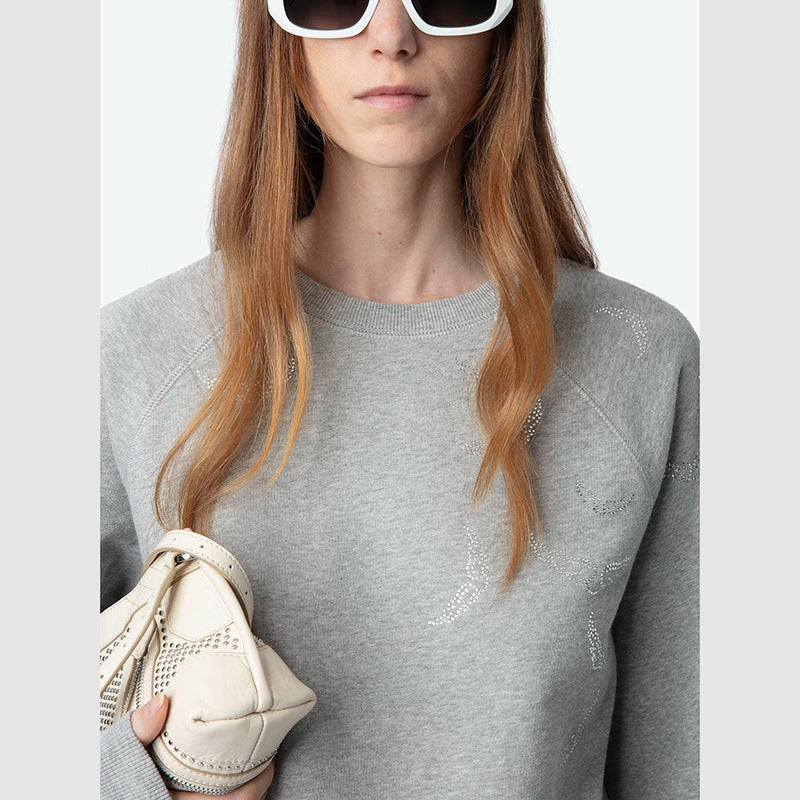 Women's Winter French Niche Classic Wings Rhinestone Sweaters