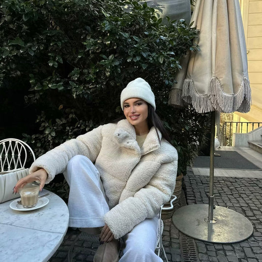 Women's Collar Long Sleeve Warm Lamb Wool Jackets