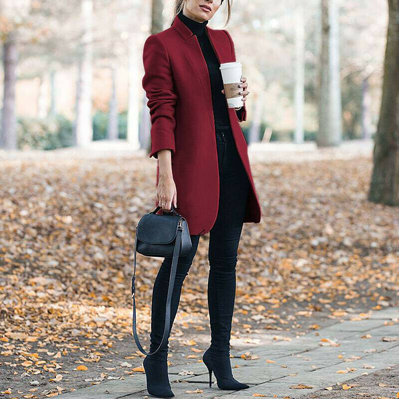Fashion Solid Color Stand Collar Woolen Women's Sweater, Sweater