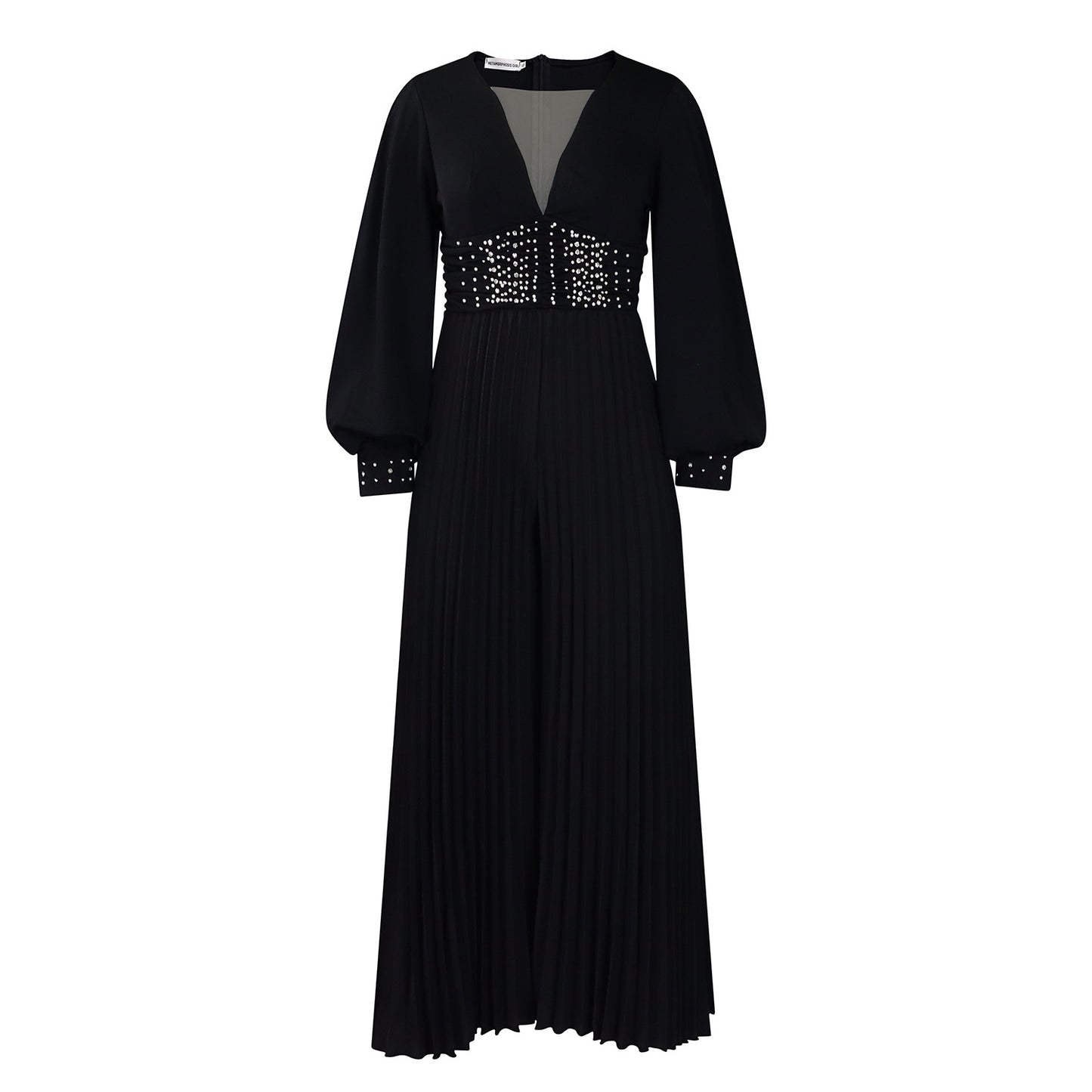 Women's Long Sleeve Beaded Sexy Wide Leg Jumpsuits