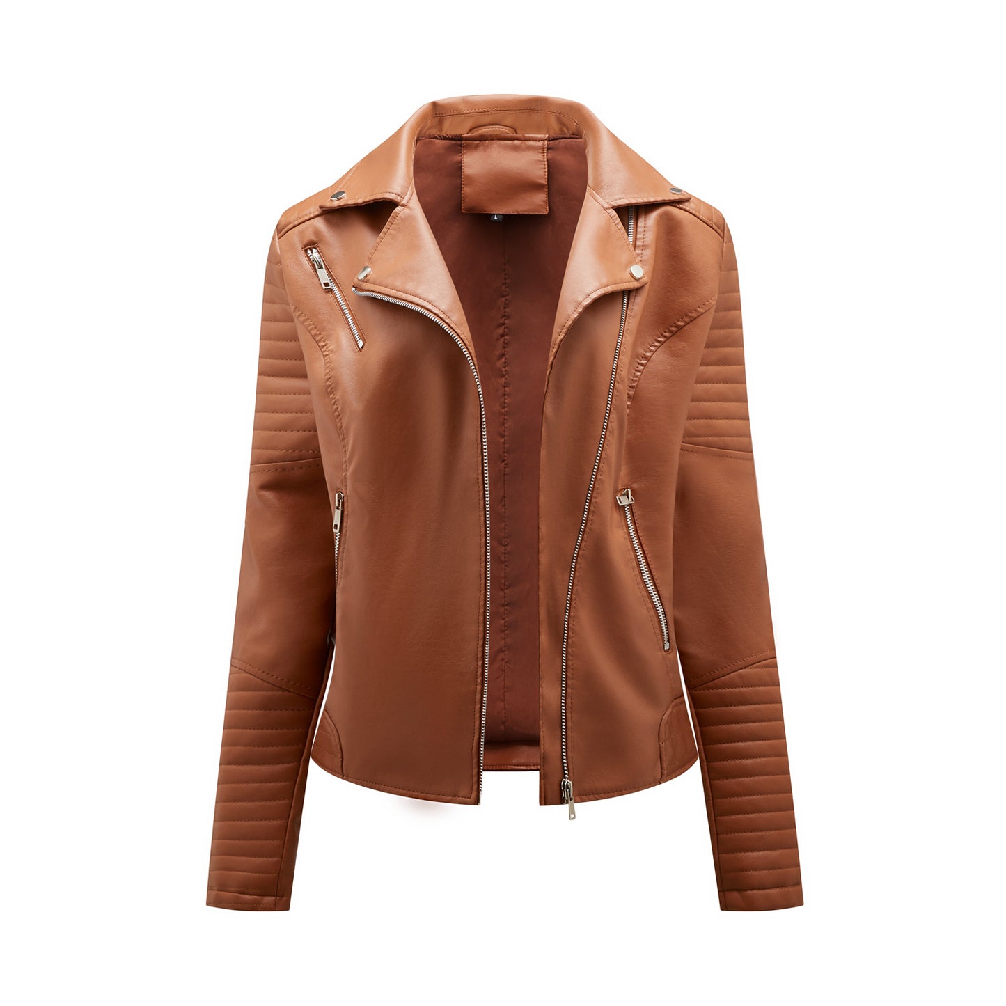 Women's Leather European Slim Lapel Motorcycle Oblique Jackets