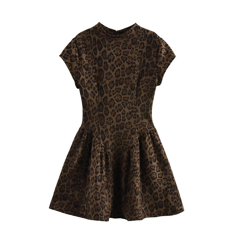 Women's Winter Dress Lightly Mature Leopard Print Dresses