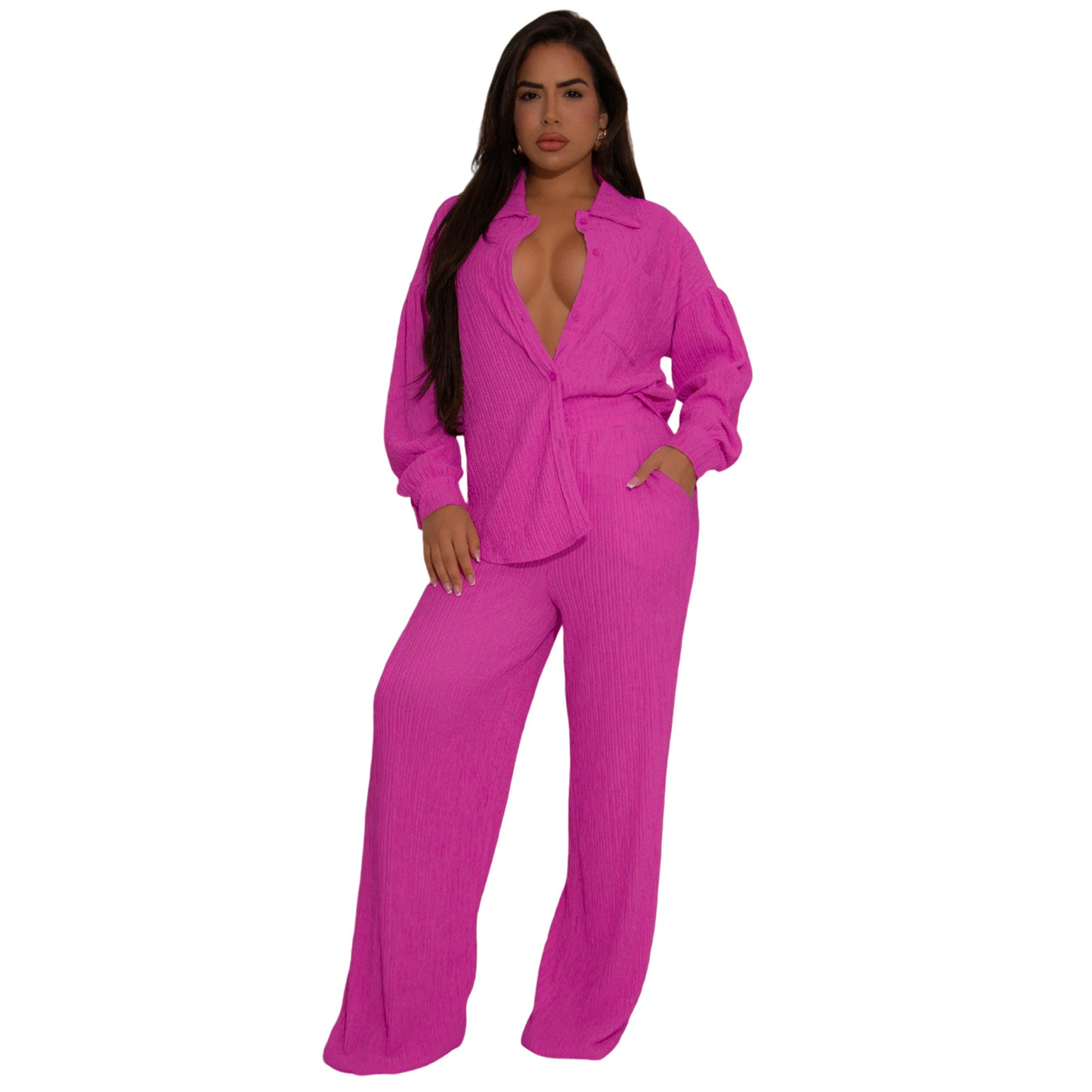 Women's Elastic Crumpled Swing Wide Leg Suits