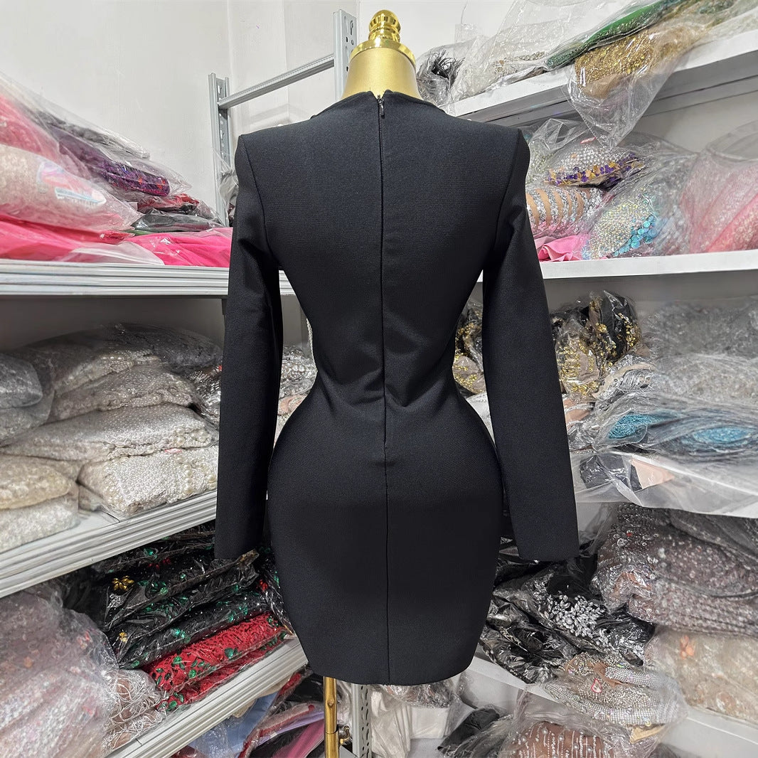 Fashion Pearl Necklace Retro Style Bandage Dresses