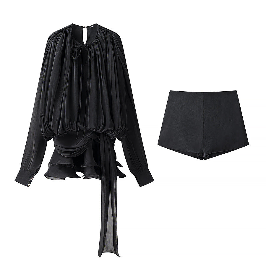 Women's Homemade Classic Pleated Ribbon Design Loose Suits
