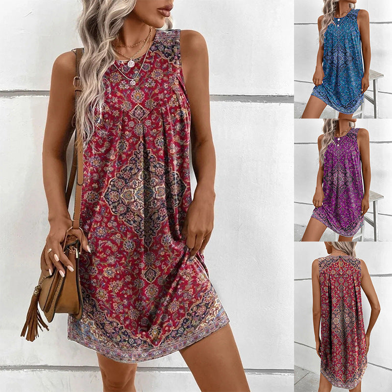 Beautiful Women's Sleeveless Printed Ethnic Fashion Dress