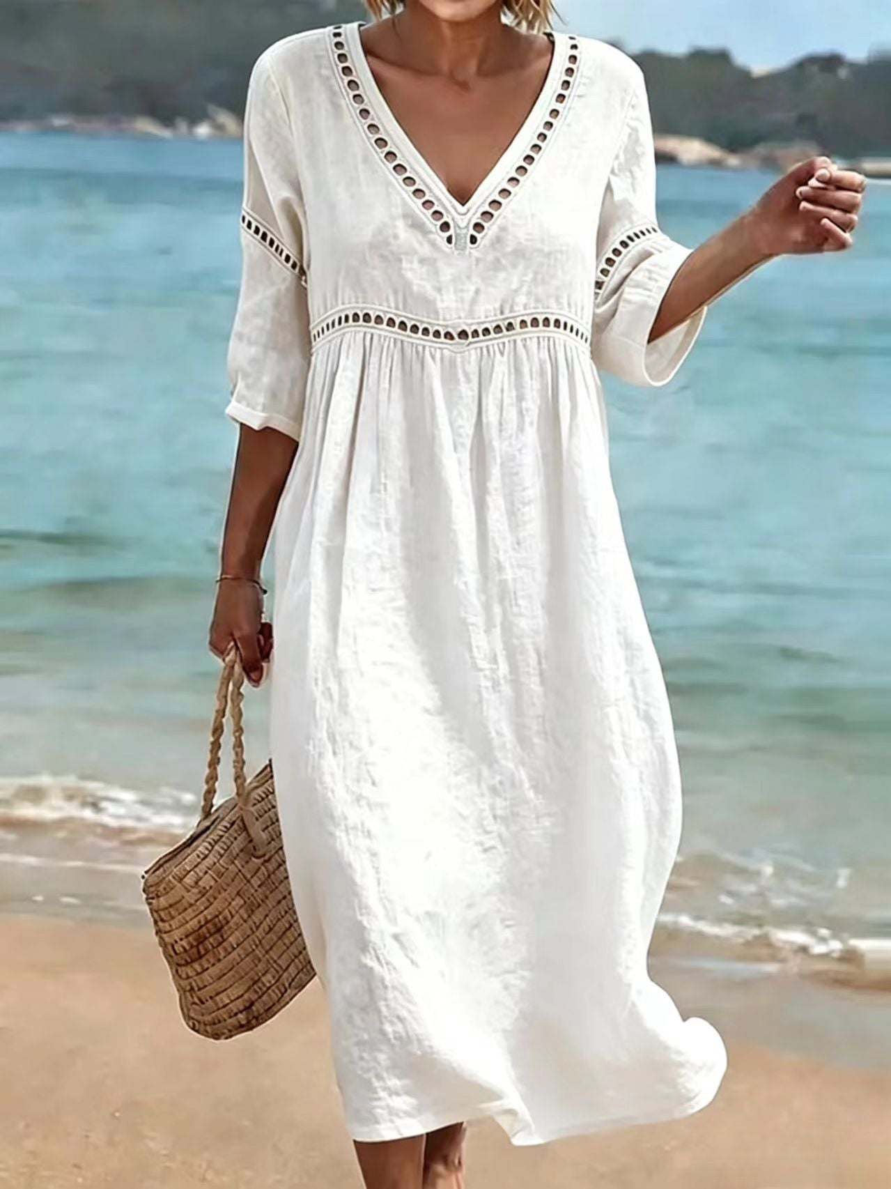 Women's Elegant Casual Solid Color Half Sleeves Dress