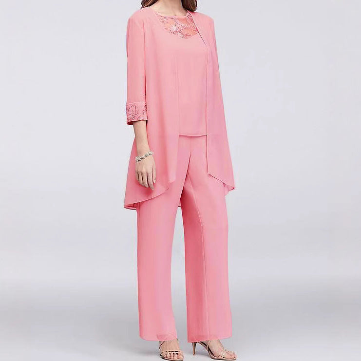 Women's Set Elegant Lace Slim Fit Patchwork Suits