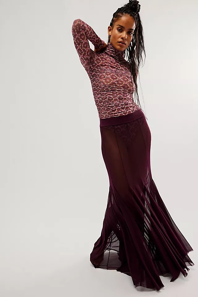 Colors Irregular Mesh Sexy High Waist Skirts