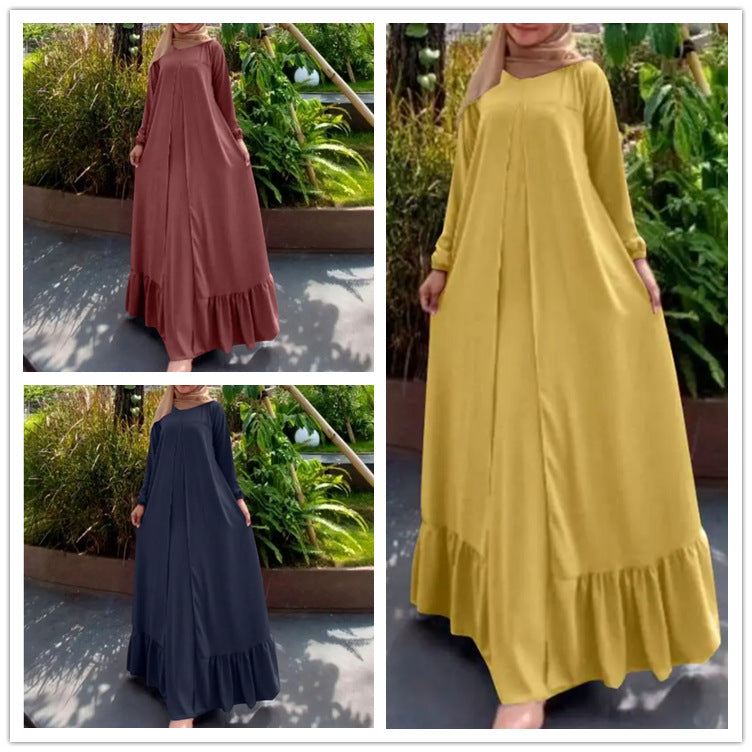 Robe Cotton Linen Loose Temperament Long Sleeve Dress