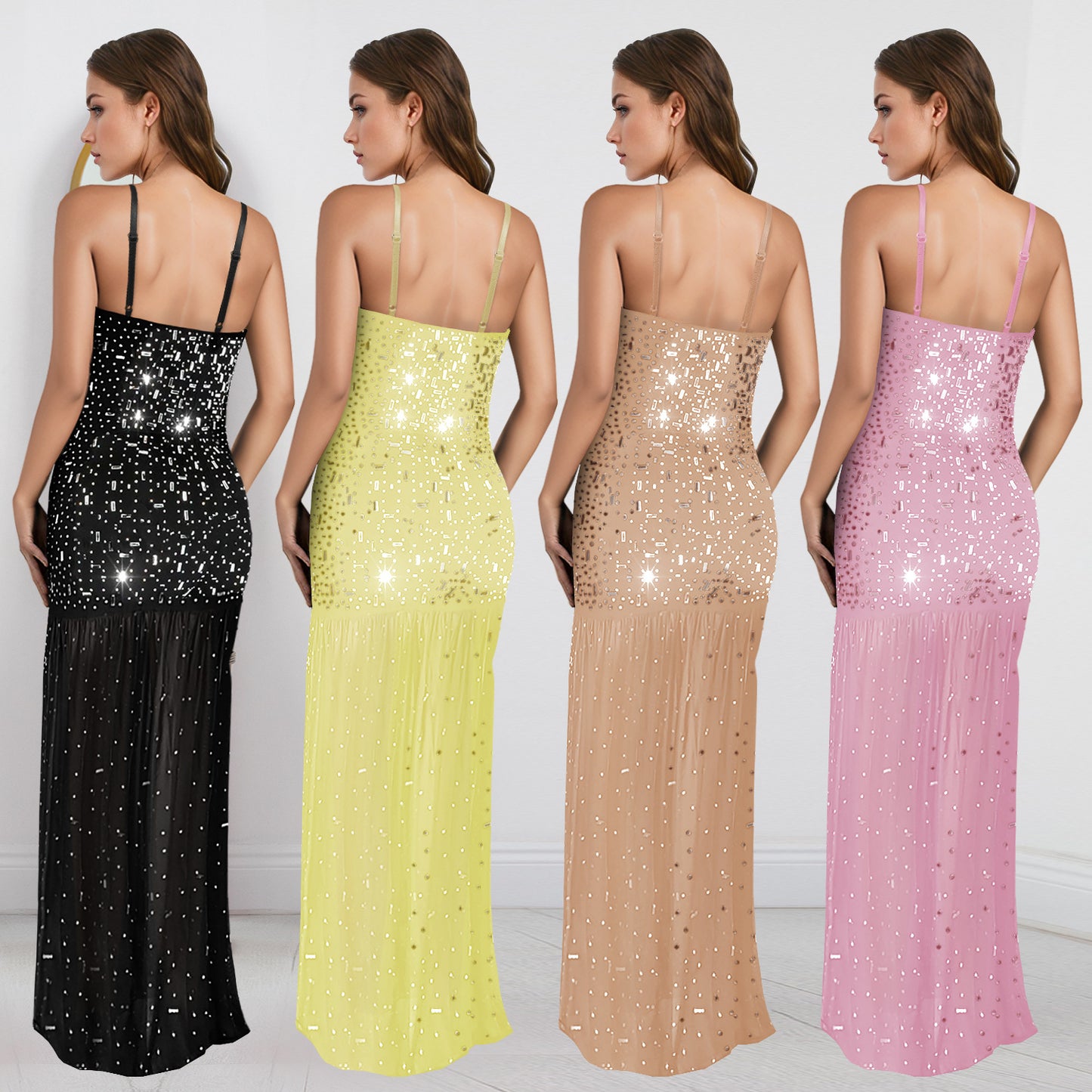 Women's Summer Fashion Wear Sexy Rhinestone Sleeveless Dresses