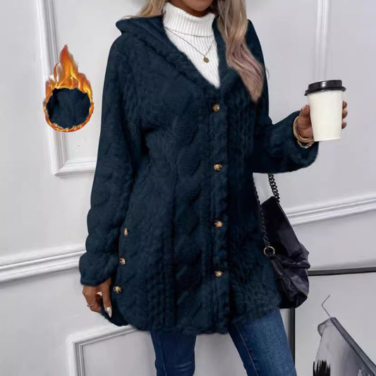 Women's Warm Fashion Diamond Plush Hooded Coats