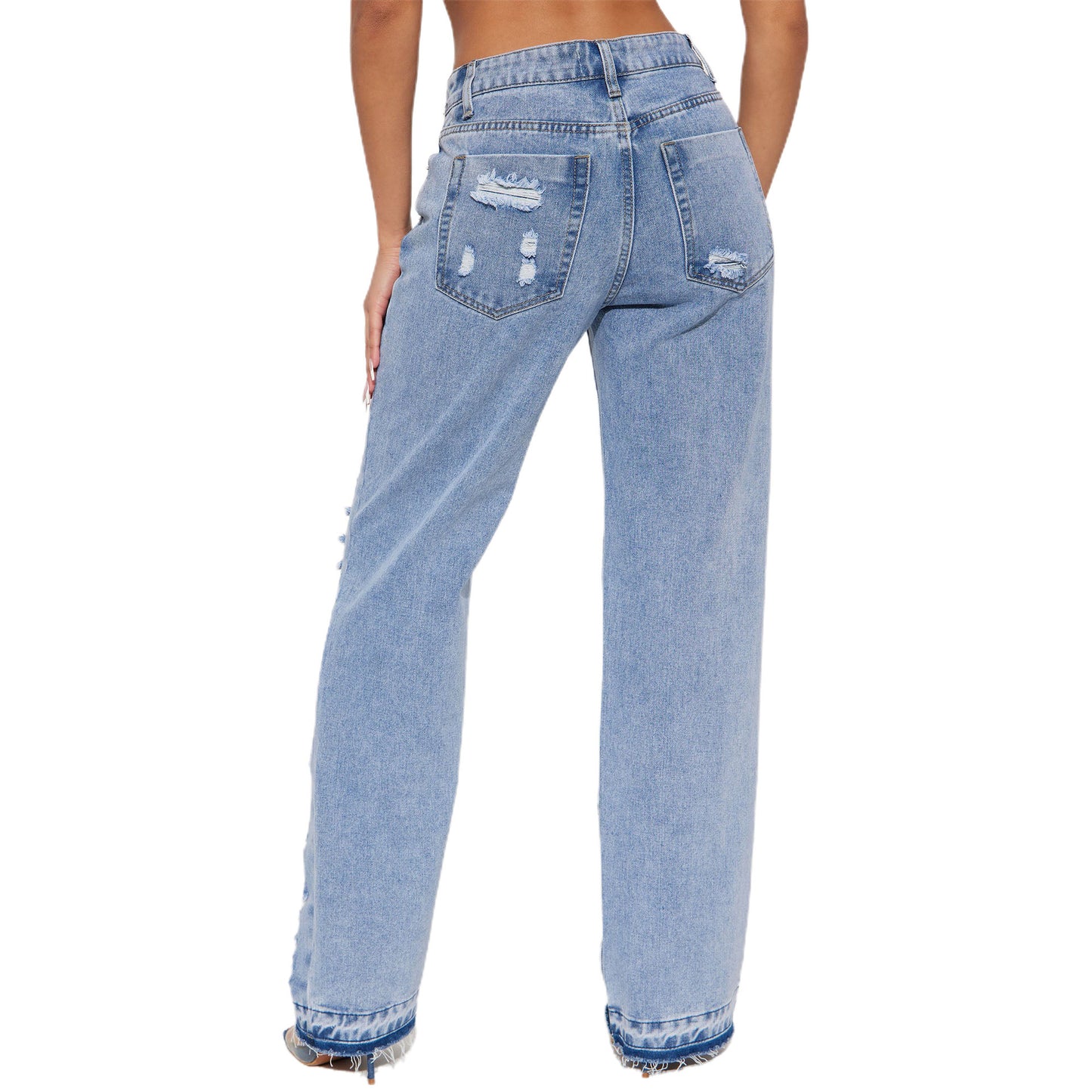 Innovative Fashionable Sexy Hole Slightly Flared Jeans
