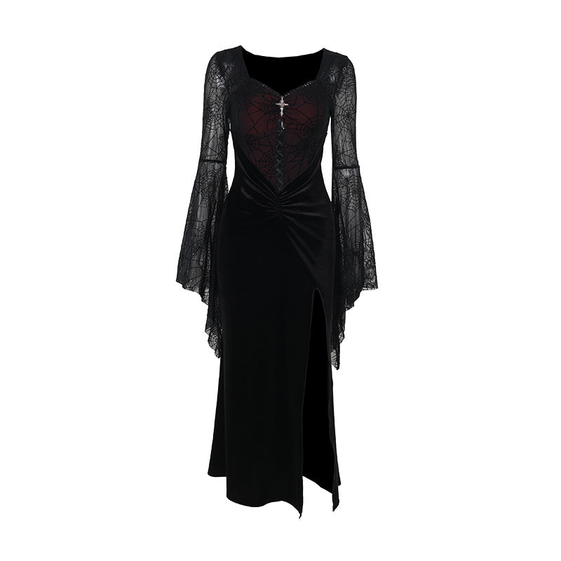 Women's Autumn Halloween Elegant Sexy Slit Veet Dresses