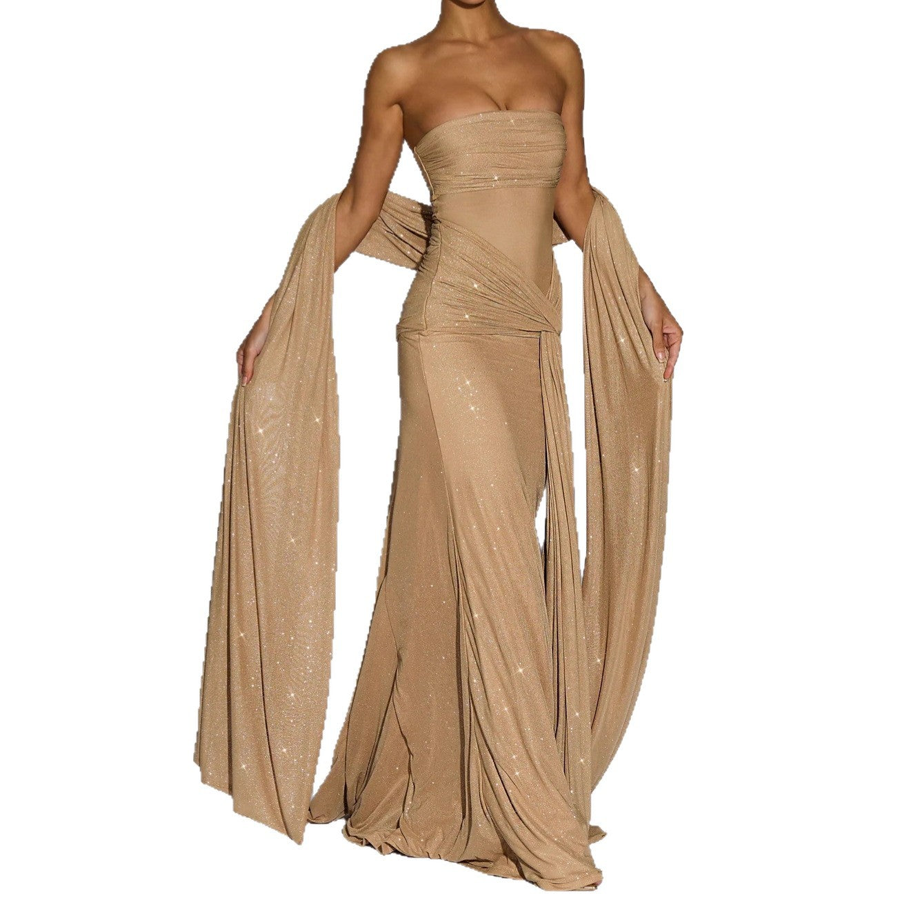 Women's Elegant Fashion Irregular Sequined Tube Ribbon Dresses