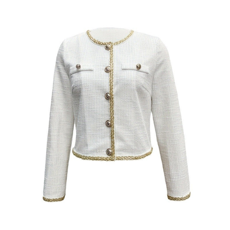 Women's Elegant Knitted Fashion Round Neck Lace Coats