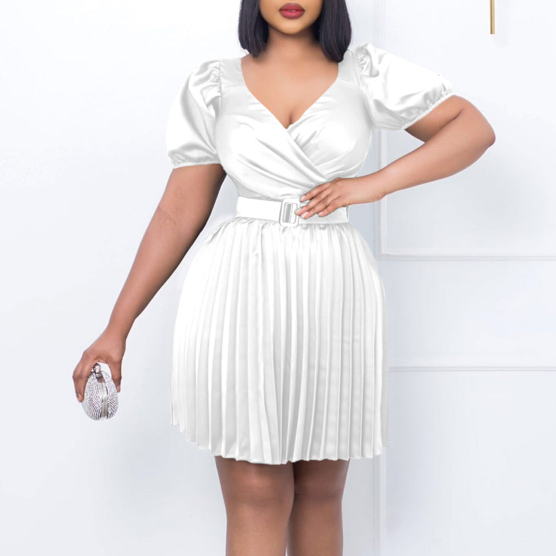 Women's Summer Fashion Wear Cinched Pleated Dress
