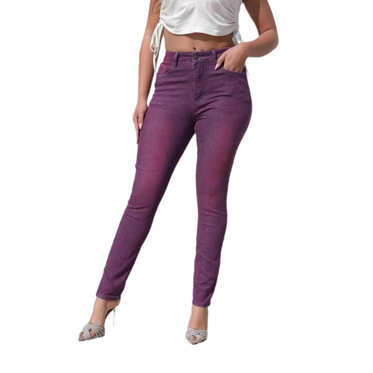 Women's Durable Washed Skinny High Waist Jeans
