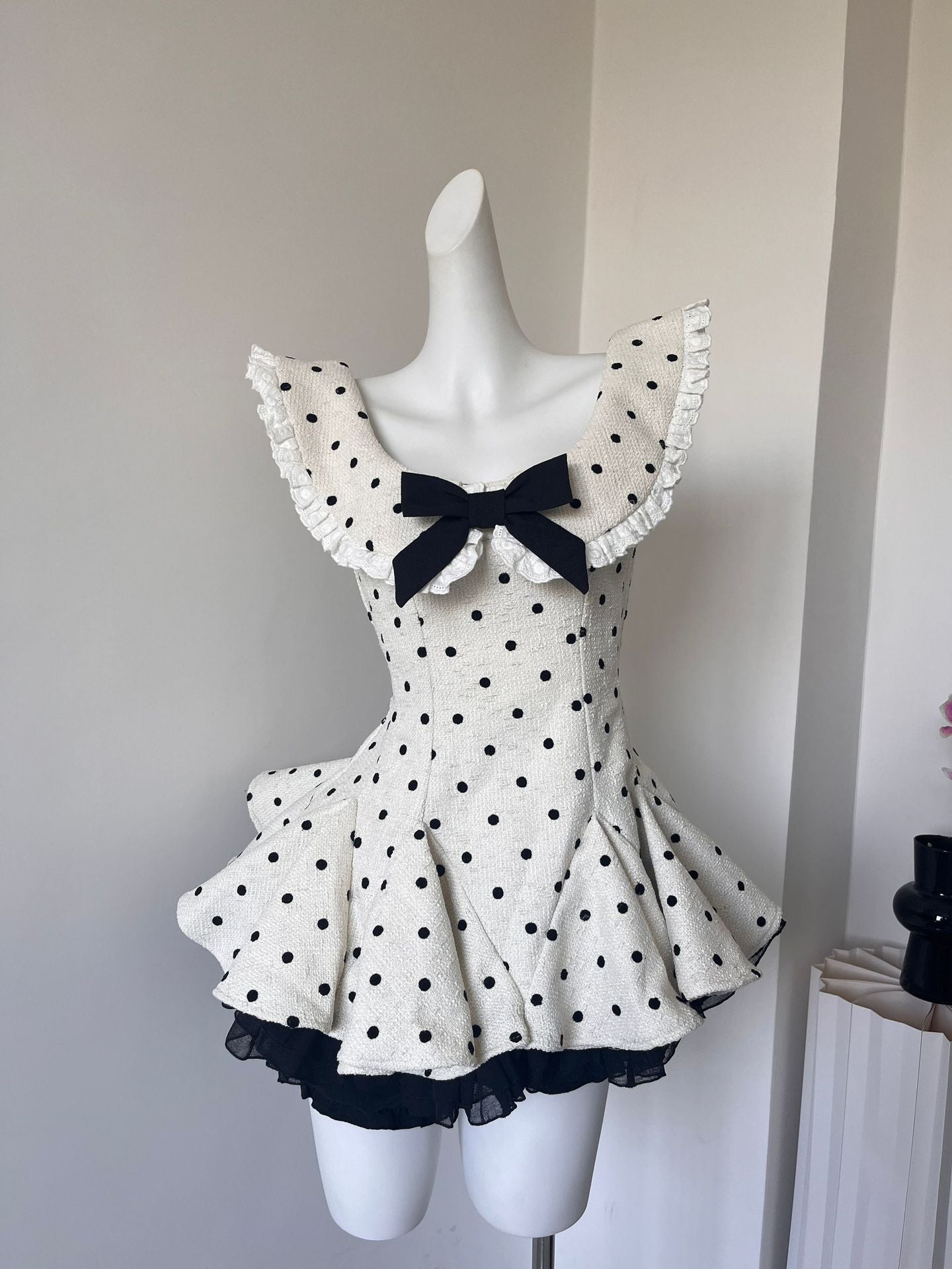 Dot Sleeveless Dress Slim Fit Cinched Dresses