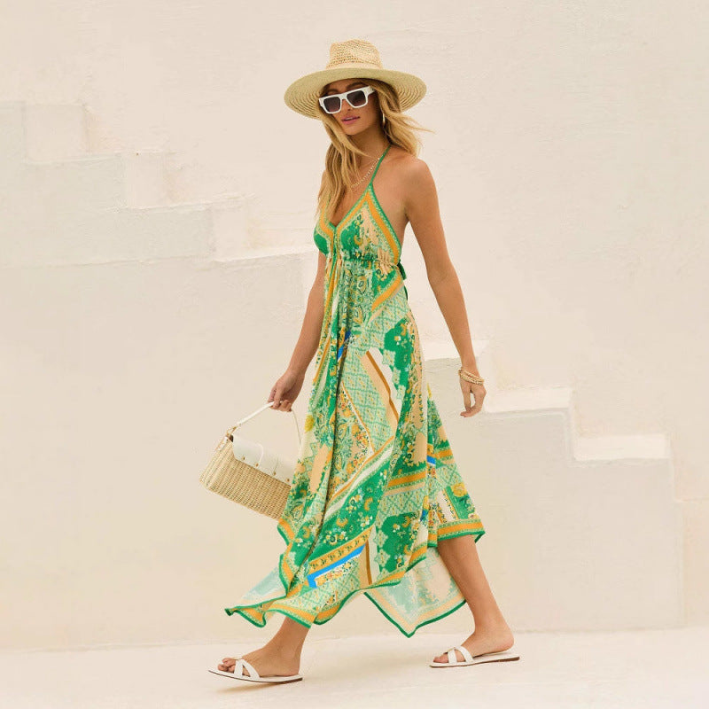 Women's Floral Print Fairy Long Elegant Swing Clothing