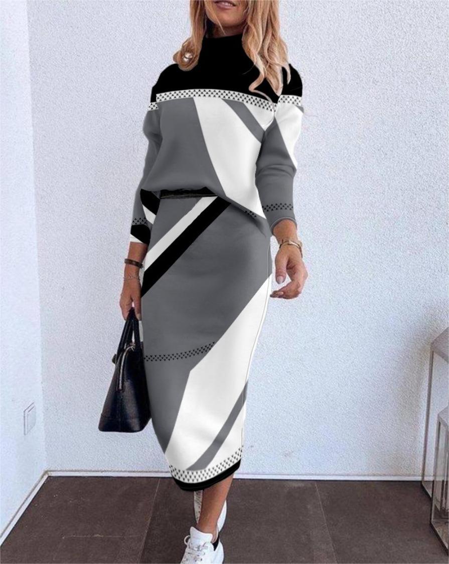 Unique Long Sleeve Turtleneck Fashion Dress Dresses