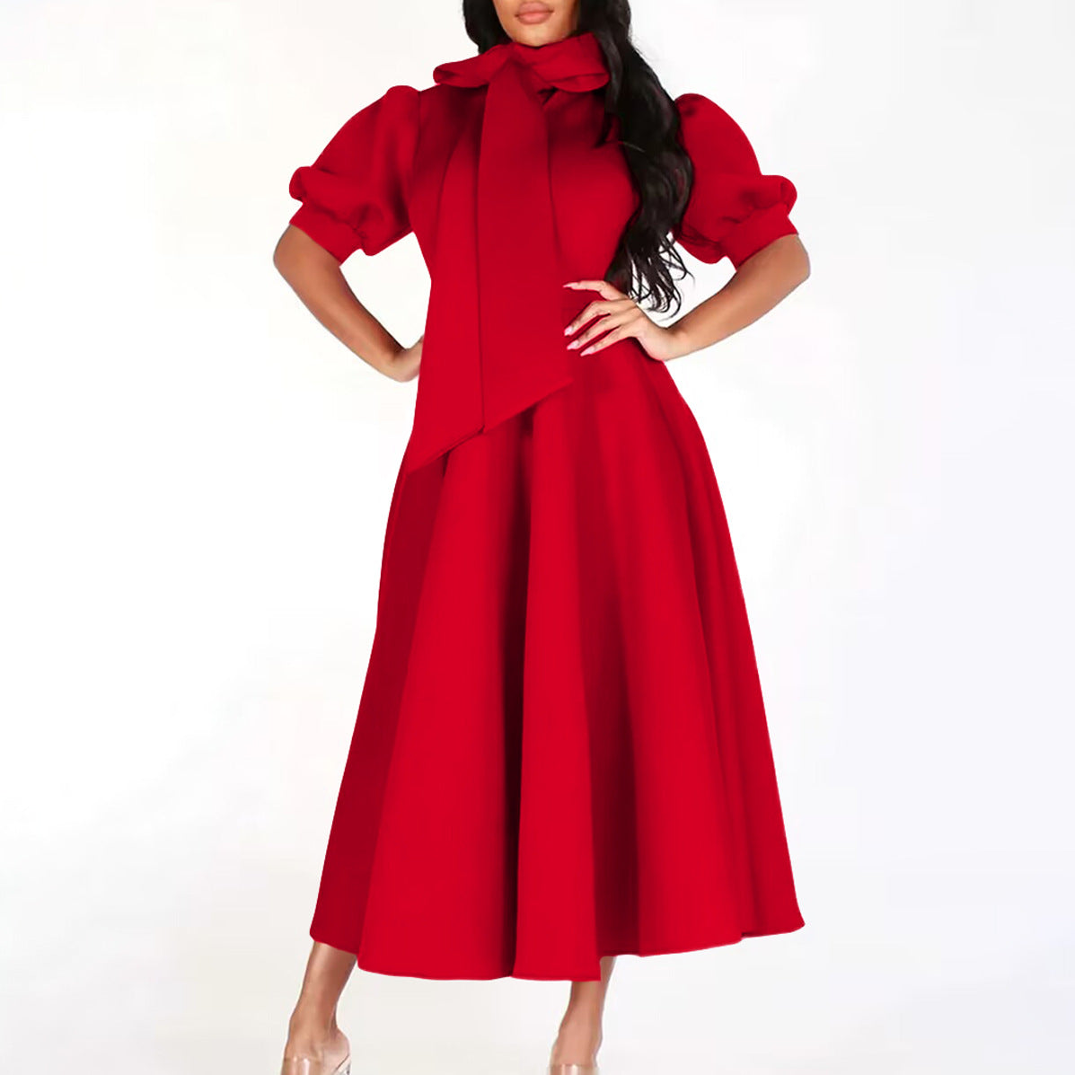 Color Design Sense Waist Trimming Lace Dress