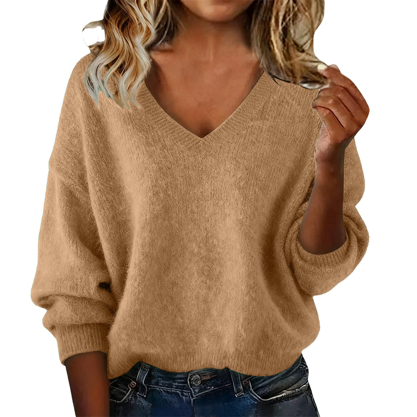 Women's Fashion Soft Loose Solid Color Casual Long Sweater