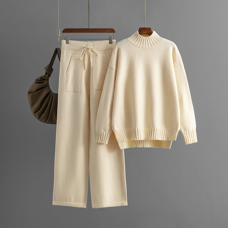 Women's Knitting Thick Loose Collar Long Sleeves Suits