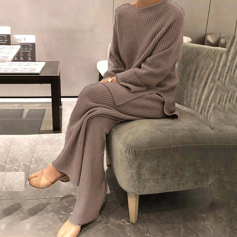 Women's Knitted Leisure Wear Solid Color Long Fashion Casual Suit
