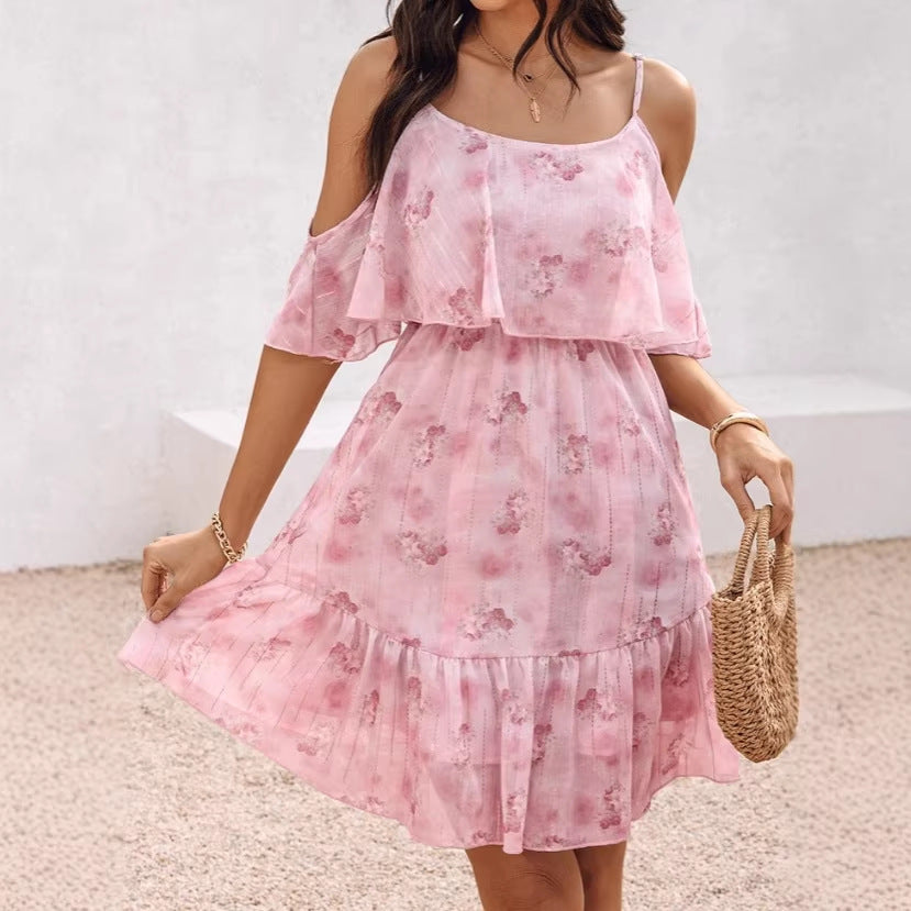 Women's Princess Style Precision Chiffon Printed Strap Dress