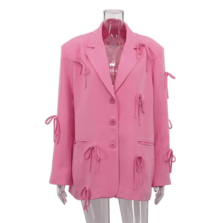 Advanced Design Sense Niche Bow Pink Blazers