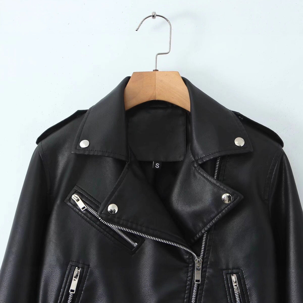 Women's Autumn Faux Leather Locomotive Style Decorative Jackets