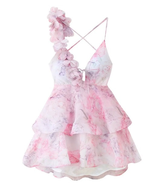 Women's Three-dimensional Petals Decorative Waist Princess Dress Dresses