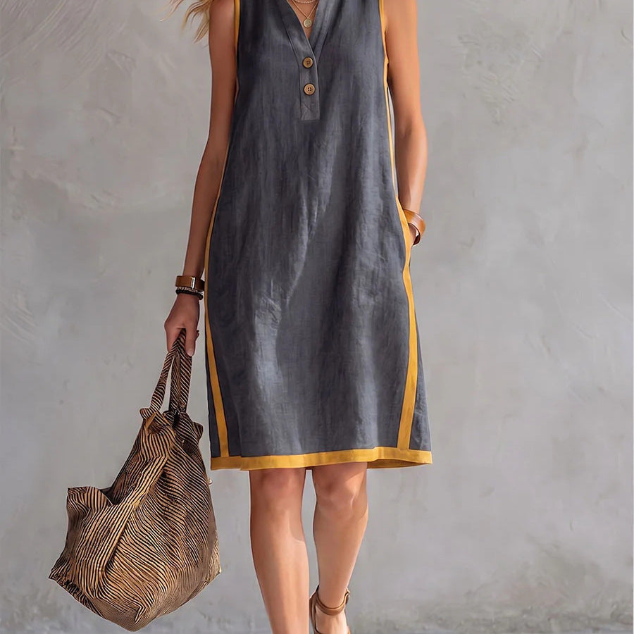 Women's Summer Sleeveless Casual Loose Cotton Linen Dress